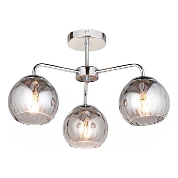 Endon 97971 - Επιφανειακό φωτιστικό οροφής DIMPLE 3xE14/7W/230V γυαλιστερό χρώμιο/καπνιστό γκρι