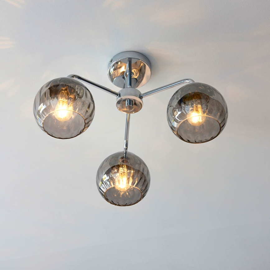 Endon 97971 - Επιφανειακό φωτιστικό οροφής DIMPLE 3xE14/7W/230V γυαλιστερό χρώμιο/καπνιστό γκρι