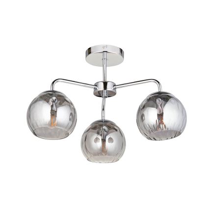 Endon 97971 - Επιφανειακό φωτιστικό οροφής DIMPLE 3xE14/7W/230V γυαλιστερό χρώμιο/καπνιστό γκρι