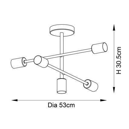 Endon 98786 - Πολυέλαιος σε ράβδο SOHAN 5xE27/10W/230V, ορείχαλκος