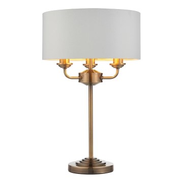 Endon 98932 - Επιτραπέζιο φωτιστικό HIGHCLERE 3xE14/18W/230V λευκό/ορείχαλκο διάμ. 32 εκ.