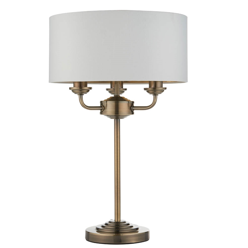 Endon 98932 - Επιτραπέζιο φωτιστικό HIGHCLERE 3xE14/18W/230V λευκό/ορείχαλκο διάμ. 32 εκ.