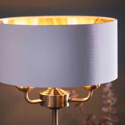 Endon 98932 - Επιτραπέζιο φωτιστικό HIGHCLERE 3xE14/18W/230V λευκό/ορείχαλκο διάμ. 32 εκ.