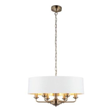 Endon 98933 - Κρεμαστό φωτιστικό οροφής HIGHCLERE 6xE14/40W/230V λευκό/ορείχαλκος