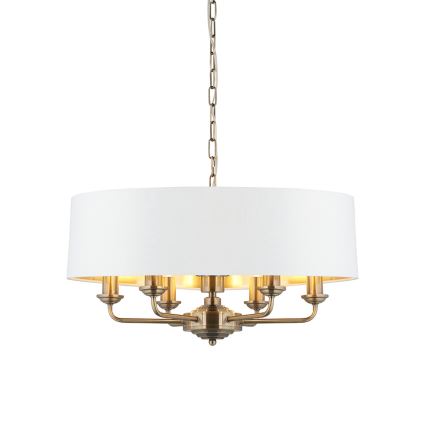 Endon 98933 - Κρεμαστό φωτιστικό οροφής HIGHCLERE 6xE14/40W/230V λευκό/ορείχαλκος