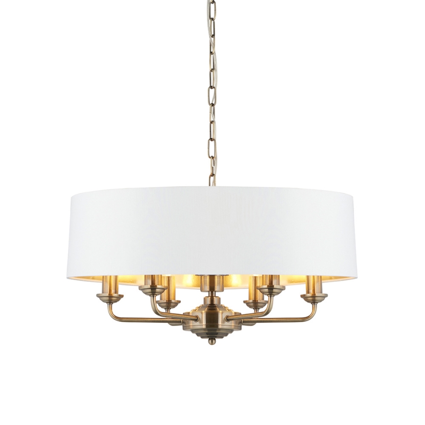 Endon 98933 - Κρεμαστό φωτιστικό οροφής HIGHCLERE 6xE14/40W/230V λευκό/ορείχαλκος