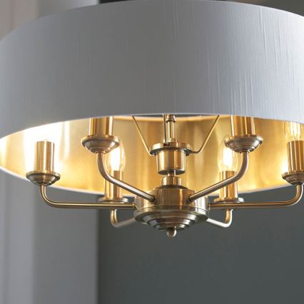Endon 98933 - Κρεμαστό φωτιστικό οροφής HIGHCLERE 6xE14/40W/230V λευκό/ορείχαλκος
