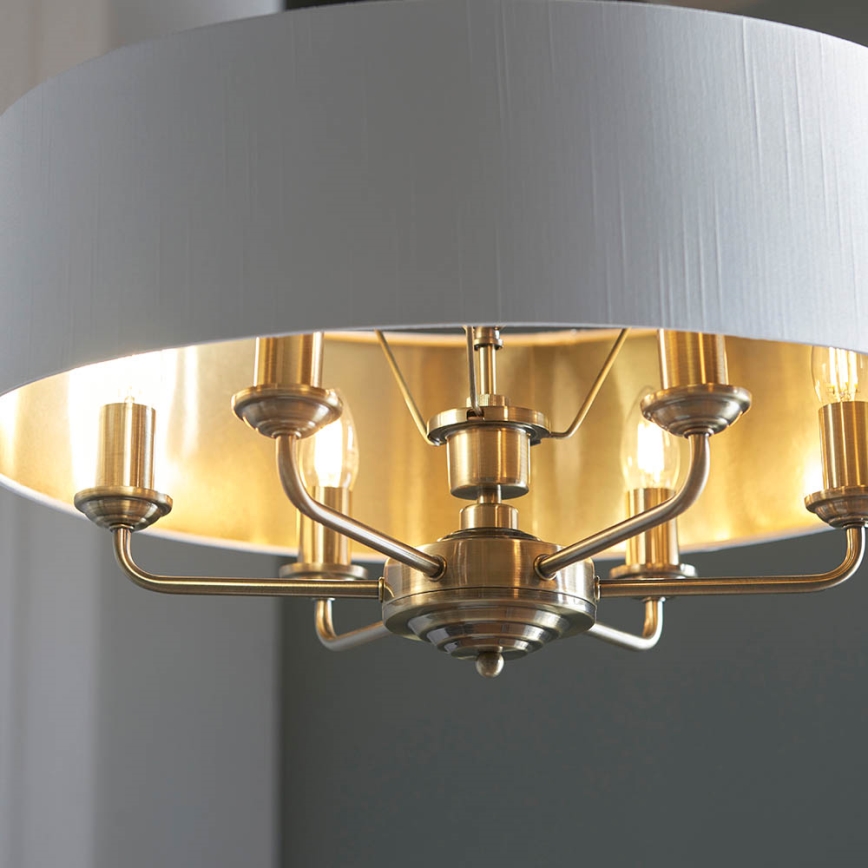 Endon 98933 - Κρεμαστό φωτιστικό οροφής HIGHCLERE 6xE14/40W/230V λευκό/ορείχαλκος