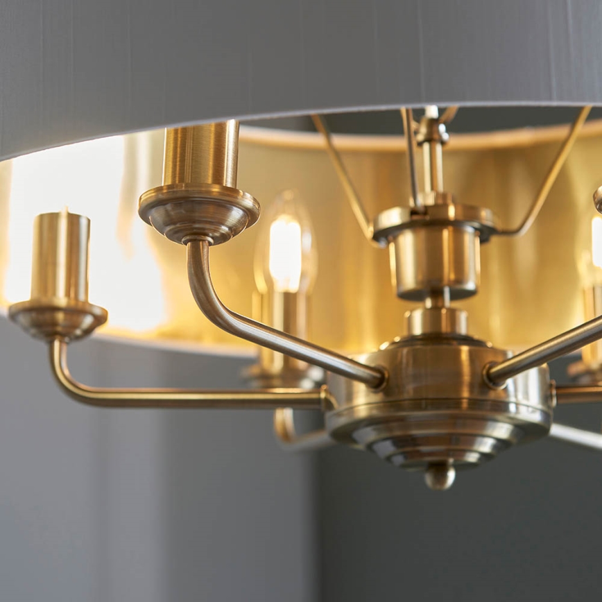 Endon 98933 - Κρεμαστό φωτιστικό οροφής HIGHCLERE 6xE14/40W/230V λευκό/ορείχαλκος