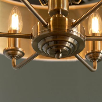 Endon 98933 - Κρεμαστό φωτιστικό οροφής HIGHCLERE 6xE14/40W/230V λευκό/ορείχαλκος