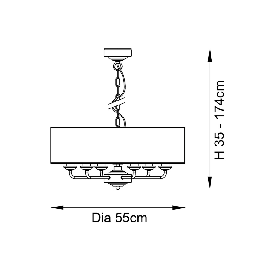 Endon 98933 - Κρεμαστό φωτιστικό οροφής HIGHCLERE 6xE14/40W/230V λευκό/ορείχαλκος