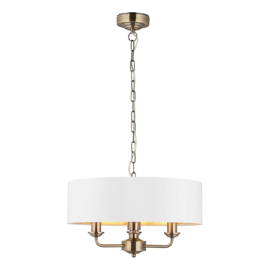 Endon 98934 - Κρεμαστό φωτιστικό οροφής HIGHCLERE 3xE14/40W/230V λευκό/ορείχαλκος