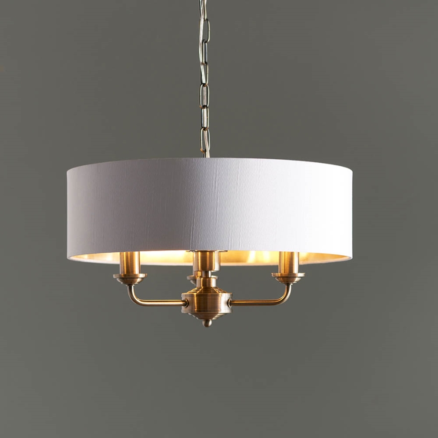 Endon 98934 - Κρεμαστό φωτιστικό οροφής HIGHCLERE 3xE14/40W/230V λευκό/ορείχαλκος
