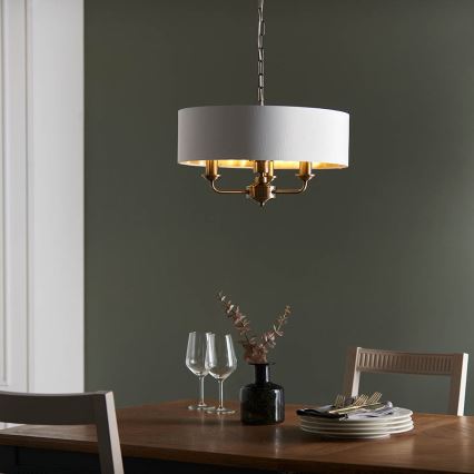 Endon 98934 - Κρεμαστό φωτιστικό οροφής HIGHCLERE 3xE14/40W/230V λευκό/ορείχαλκος