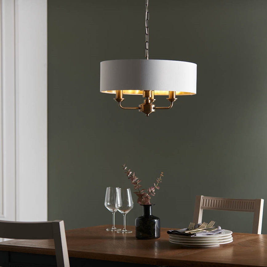 Endon 98934 - Κρεμαστό φωτιστικό οροφής HIGHCLERE 3xE14/40W/230V λευκό/ορείχαλκος