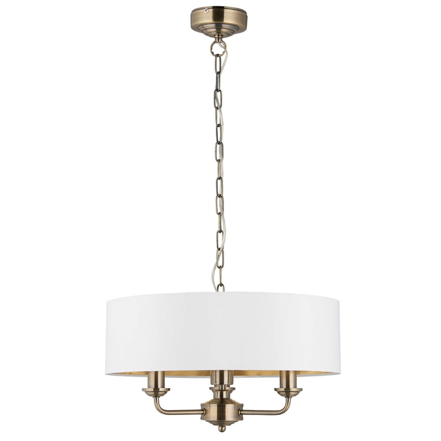 Endon 98934 - Κρεμαστό φωτιστικό οροφής HIGHCLERE 3xE14/40W/230V λευκό/ορείχαλκος