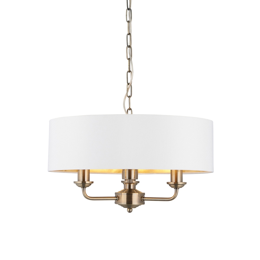 Endon 98934 - Κρεμαστό φωτιστικό οροφής HIGHCLERE 3xE14/40W/230V λευκό/ορείχαλκος