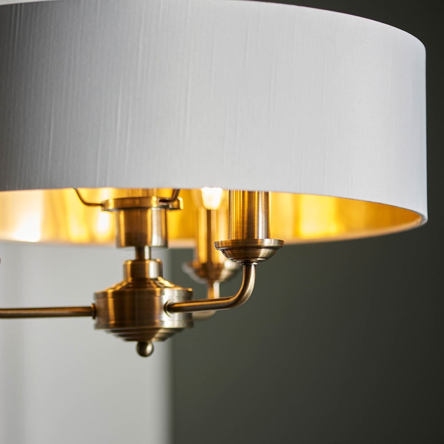 Endon 98934 - Κρεμαστό φωτιστικό οροφής HIGHCLERE 3xE14/40W/230V λευκό/ορείχαλκος