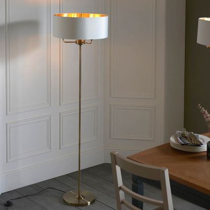Endon 98935 - επιδαπέδιο φωτιστικό HIGHCLERE 3xE14/40W/230V λευκό/ορείχαλκος διάμετρος 47 cm