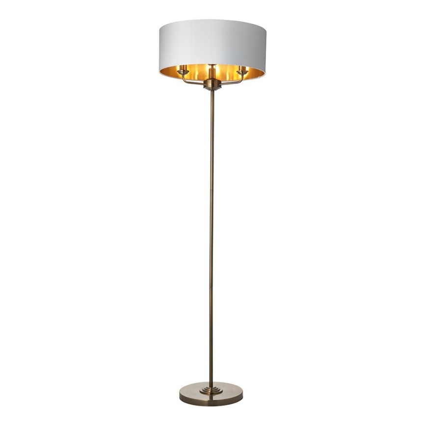 Endon 98935 - επιδαπέδιο φωτιστικό HIGHCLERE 3xE14/40W/230V λευκό/ορείχαλκος διάμετρος 47 cm