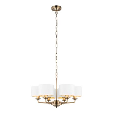 Endon 98936 - Κρεμαστό φωτιστικό οροφής HIGHCLERE 6xE14/28W/230V λευκό/ορείχαλκος