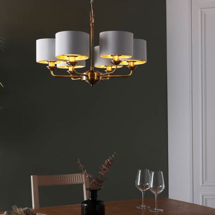 Endon 98936 - Κρεμαστό φωτιστικό οροφής HIGHCLERE 6xE14/28W/230V λευκό/ορείχαλκος