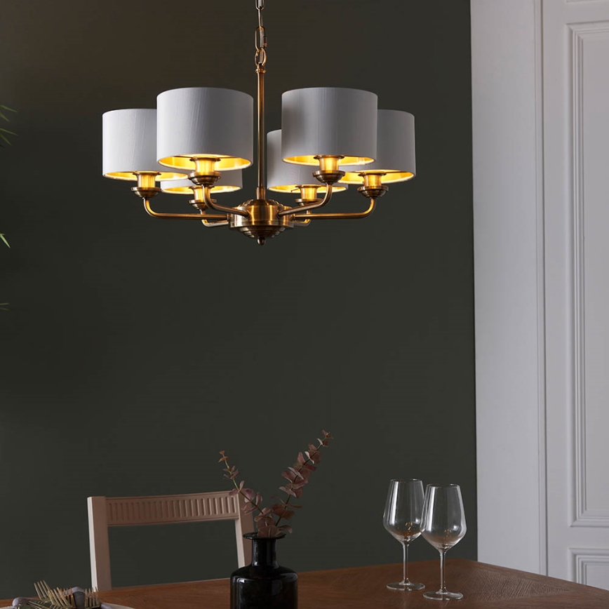 Endon 98936 - Κρεμαστό φωτιστικό οροφής HIGHCLERE 6xE14/28W/230V λευκό/ορείχαλκος