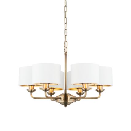 Endon 98936 - Κρεμαστό φωτιστικό οροφής HIGHCLERE 6xE14/28W/230V λευκό/ορείχαλκος