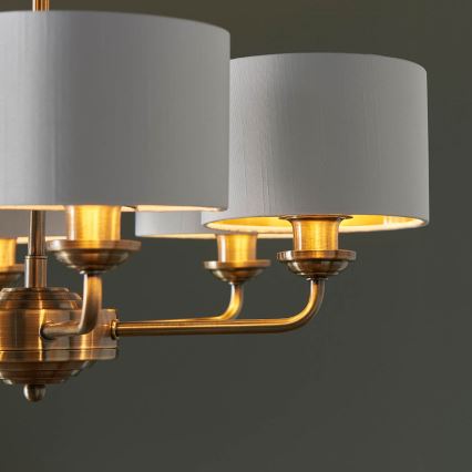 Endon 98936 - Κρεμαστό φωτιστικό οροφής HIGHCLERE 6xE14/28W/230V λευκό/ορείχαλκος