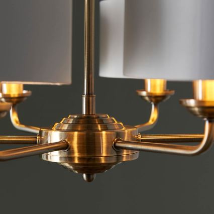 Endon 98936 - Κρεμαστό φωτιστικό οροφής HIGHCLERE 6xE14/28W/230V λευκό/ορείχαλκος