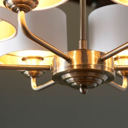 Endon 98936 - Κρεμαστό φωτιστικό οροφής HIGHCLERE 6xE14/28W/230V λευκό/ορείχαλκος