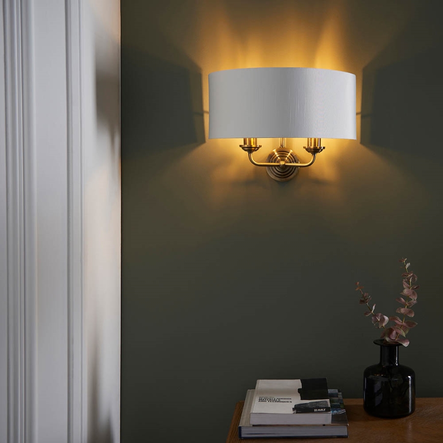 Endon 98937 - Φωτιστικό τοίχου HIGHCLERE 2xE14/40W/230V λευκό/ορείχαλκος