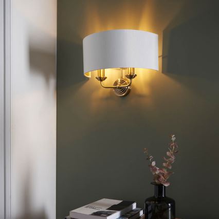 Endon 98937 - Φωτιστικό τοίχου HIGHCLERE 2xE14/40W/230V λευκό/ορείχαλκος