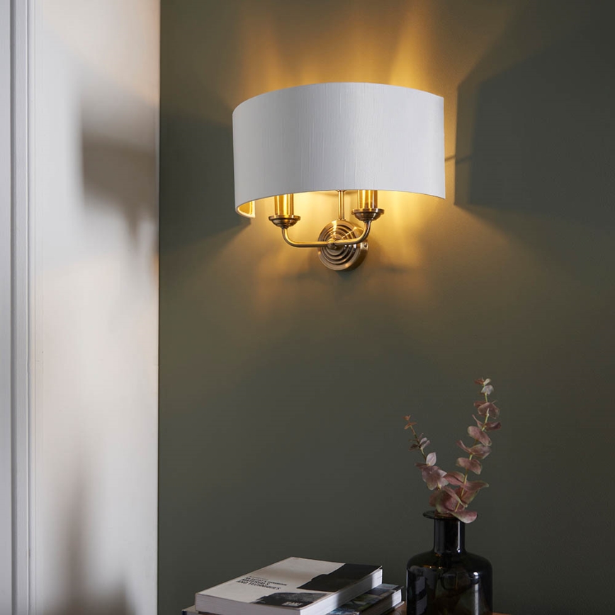 Endon 98937 - Φωτιστικό τοίχου HIGHCLERE 2xE14/40W/230V λευκό/ορείχαλκος