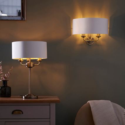 Endon 98937 - Φωτιστικό τοίχου HIGHCLERE 2xE14/40W/230V λευκό/ορείχαλκος