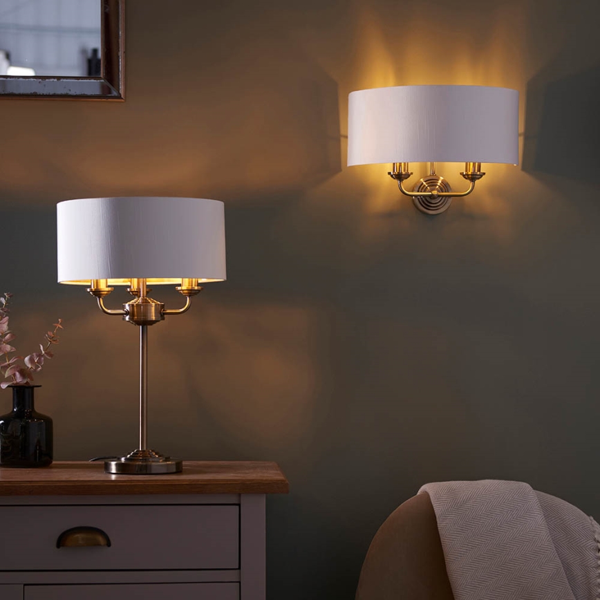 Endon 98937 - Φωτιστικό τοίχου HIGHCLERE 2xE14/40W/230V λευκό/ορείχαλκος