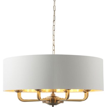 Endon 98938 - Πολυέλαιος με αλυσίδα HIGHCLERE 8xE14/40W/230V διάμ. 70 εκ. λευκό/ορείχαλκος