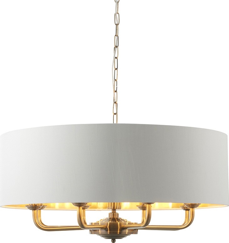 Endon 98938 - Πολυέλαιος με αλυσίδα HIGHCLERE 8xE14/40W/230V διάμ. 70 εκ. λευκό/ορείχαλκος