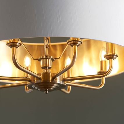 Endon 98938 - Πολυέλαιος με αλυσίδα HIGHCLERE 8xE14/40W/230V διάμ. 70 εκ. λευκό/ορείχαλκος