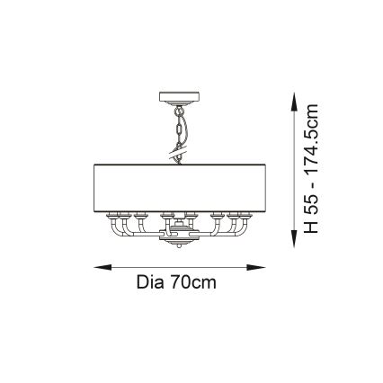 Endon 98938 - Πολυέλαιος με αλυσίδα HIGHCLERE 8xE14/40W/230V διάμ. 70 εκ. λευκό/ορείχαλκος