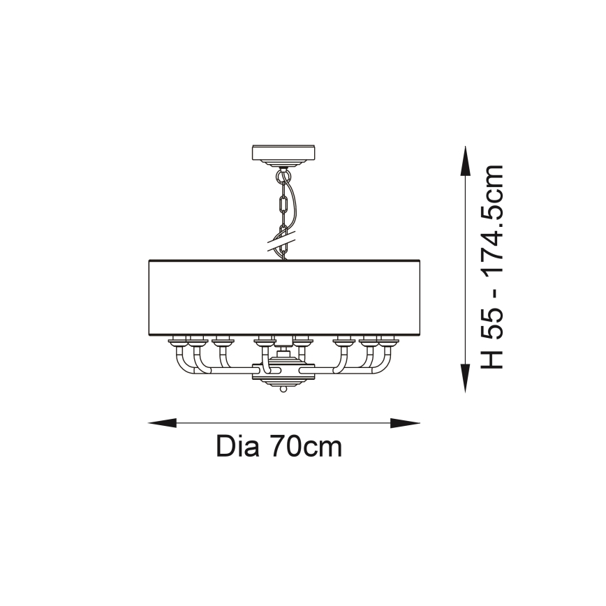 Endon 98938 - Πολυέλαιος με αλυσίδα HIGHCLERE 8xE14/40W/230V διάμ. 70 εκ. λευκό/ορείχαλκος