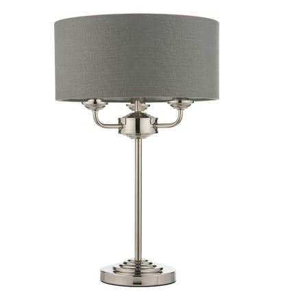 Endon 99149 - Eπιτραπέζιο φωτιστικό HIGHCLERE 3xE14/18W/230V γκρι/γυαλιστερό χρώμιο διάμετρος 32 cm