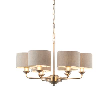 Endon 99151 - Πολυέλαιος με αλυσίδα HIGHCLERE 6xE14/28W/230V γκρι/ματ χρώμιο διάμ. 53 εκ.