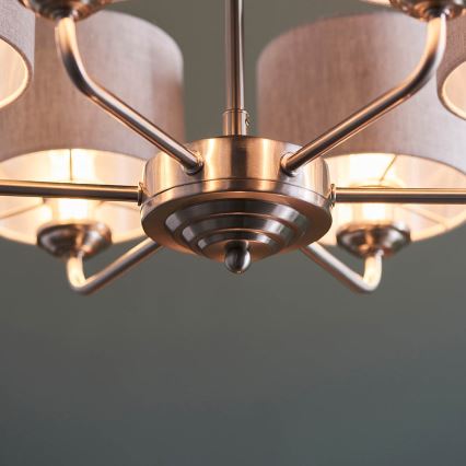 Endon 99151 - Πολυέλαιος με αλυσίδα HIGHCLERE 6xE14/28W/230V γκρι/ματ χρώμιο διάμ. 53 εκ.