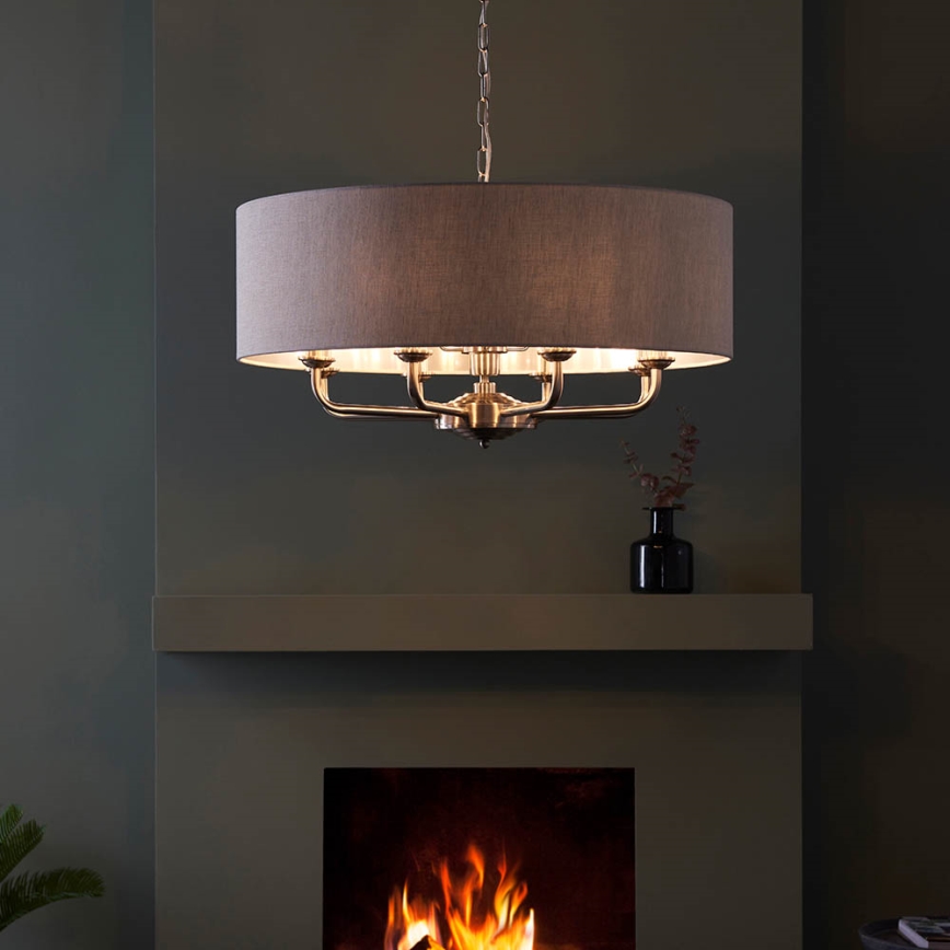 Endon 99152 - Κρεμαστό φωτιστικό οροφής HIGHCLERE 8xE14/40W/230V γκρι/ματ χρώμιο διάμετρος 70 cm