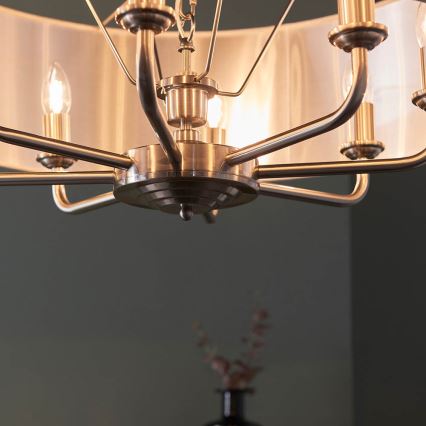 Endon 99152 - Κρεμαστό φωτιστικό οροφής HIGHCLERE 8xE14/40W/230V γκρι/ματ χρώμιο διάμετρος 70 cm