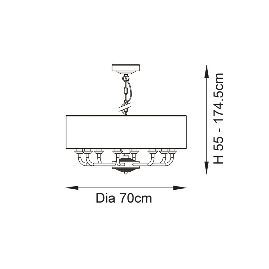 Endon 99152 - Κρεμαστό φωτιστικό οροφής HIGHCLERE 8xE14/40W/230V γκρι/ματ χρώμιο διάμετρος 70 cm
