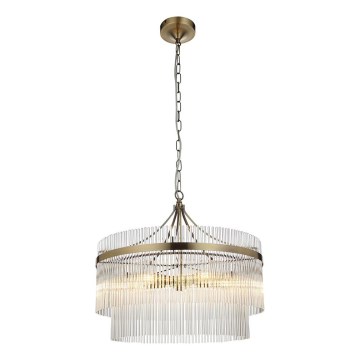 Endon 99166 - Κρεμαστό φωτιστικό με αλυσίδα MARIETTA 5xE14/7W/230V μπρούτζινο/διάφανο