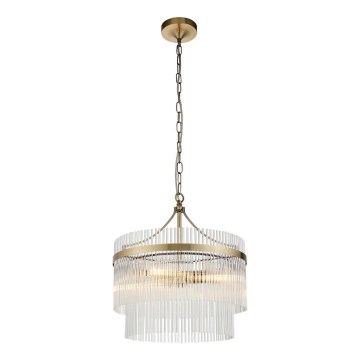 Endon 99167 - Κρεμαστό φωτιστικό οροφής MARIETTA 3xE14/7W/230V ορείχαλκος/διαφανές