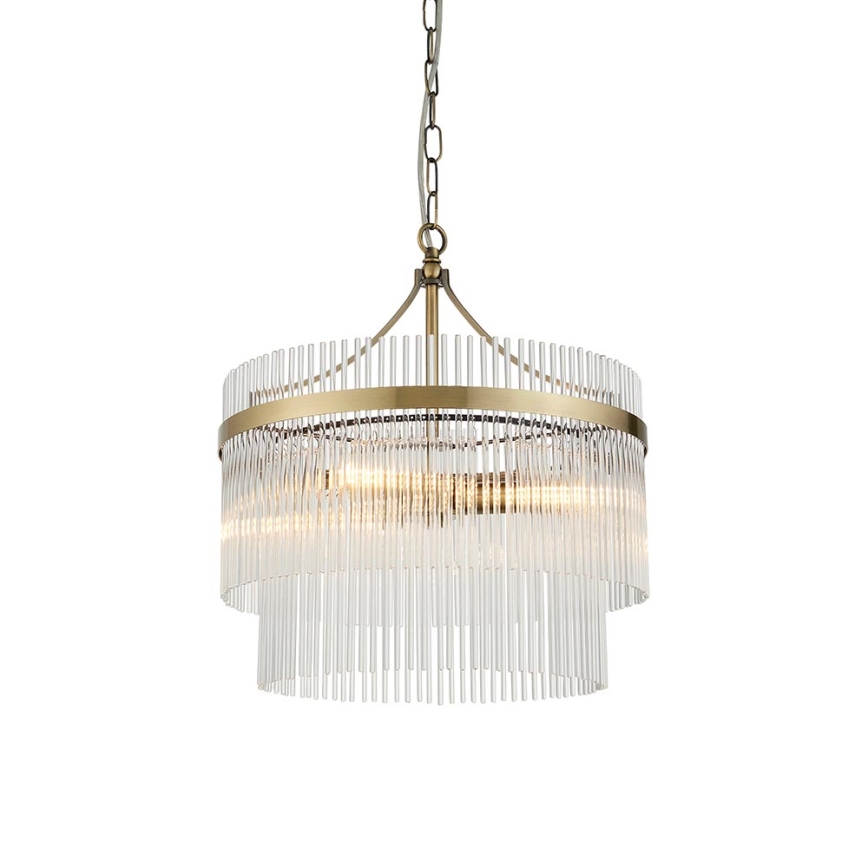 Endon 99167 - Κρεμαστό φωτιστικό οροφής MARIETTA 3xE14/7W/230V ορείχαλκος/διαφανές